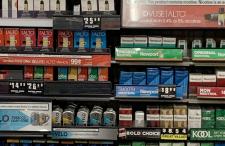 Cigarette display at a convenience store