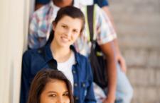 High school kids standing on steps