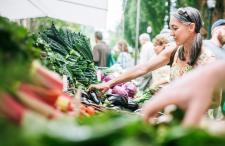 A woman shopping at a farmers' market