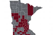 Map thumbnail of counties in Minnesota with actiont to address THC edibles